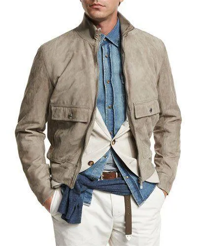 Men's Suede Stand Collar Jacket 37163693U sold by Manly product image thumbnail 2