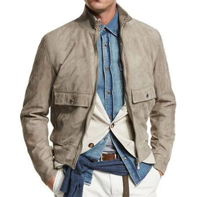 Men's Suede Stand Collar Jacket 37163693U sold by Manly