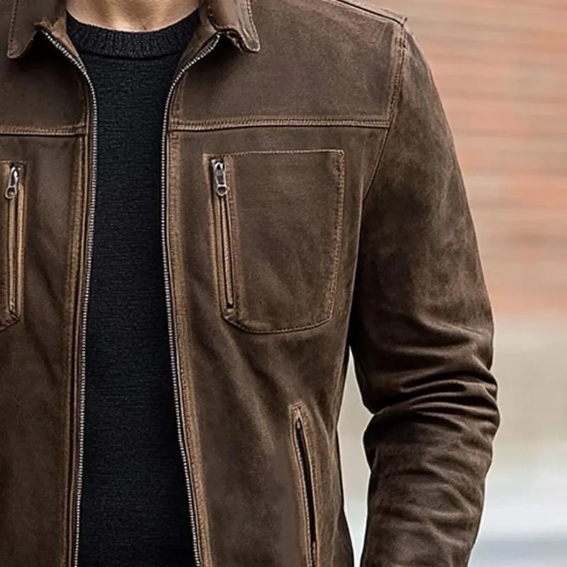 Men's Suede Lapel Multi-pocket Jacket 68585641U sold by Manly product image thumbnail 4