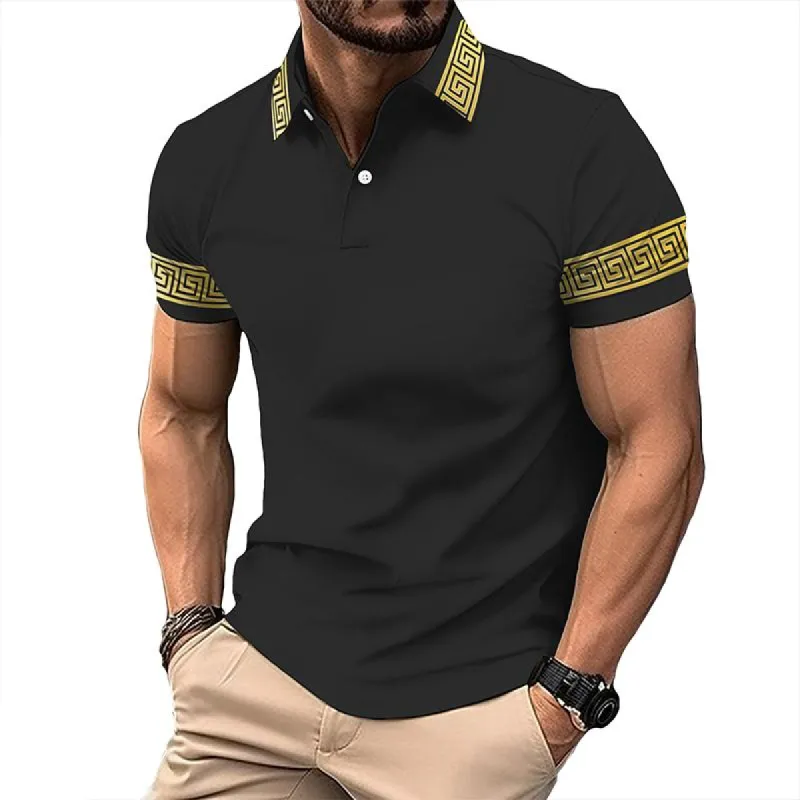 Men's Vintage Greca Short Sleeve Polo Shirt 00577059TO sold by Manly