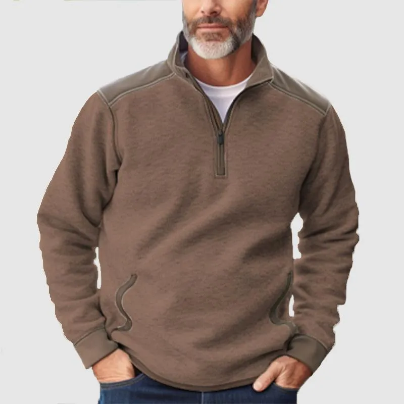 Men's Casual Colorblock Zipper Stand Collar Long Sleeve Sweatshirt 92322304Y sold by Manly product image thumbnail 4