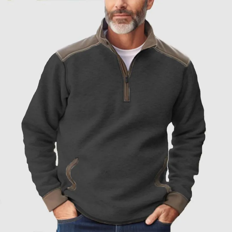 Men's Casual Colorblock Zipper Stand Collar Long Sleeve Sweatshirt 92322304Y sold by Manly product image thumbnail 3