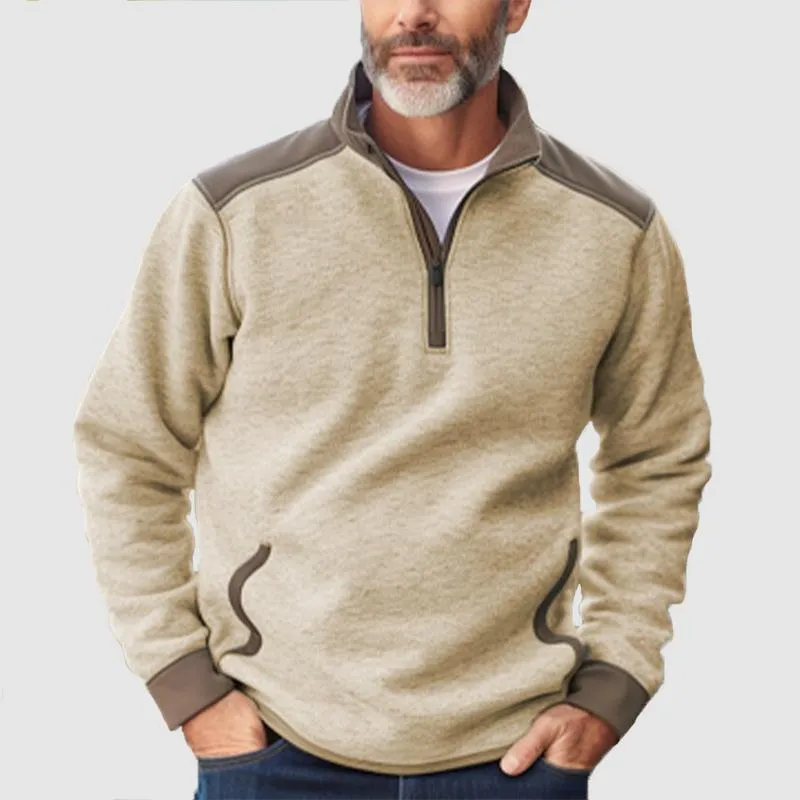 Men's Casual Colorblock Zipper Stand Collar Long Sleeve Sweatshirt 92322304Y sold by Manly product image thumbnail 2