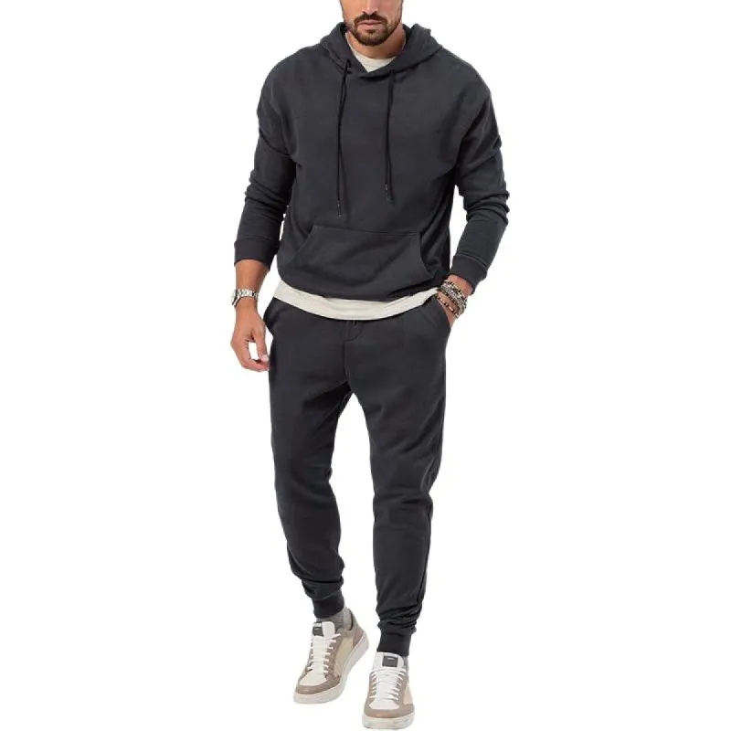 Men's Casual Solid Color Hooded Sweatshirt and Pants Set 72465909Y sold by Manly