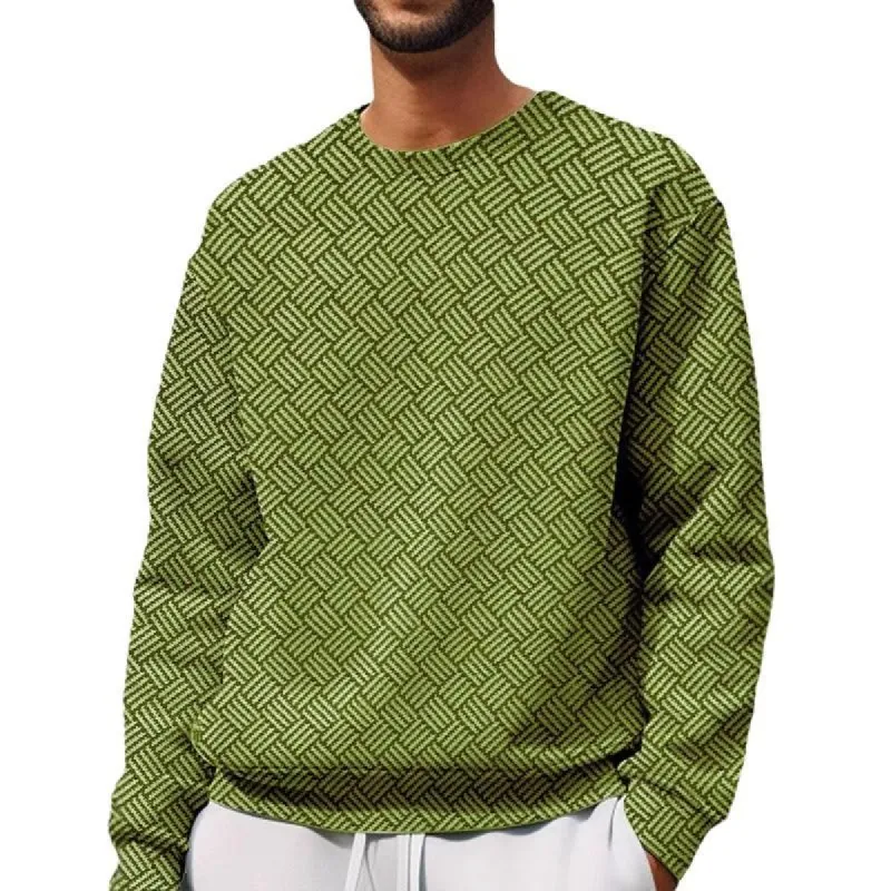 Men's Casual Printed Loose Plush Round Neck Sweatshirt 98925828Y sold by Manly