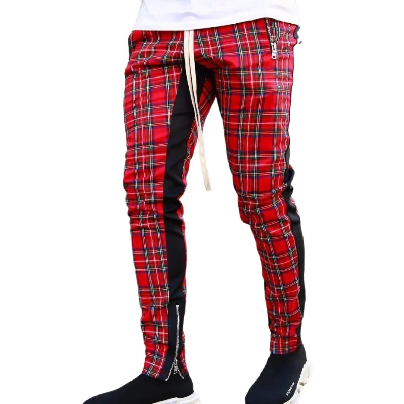 Men's Fashion Checked Mid Waist Casual Pants 11076277Z sold by Manly