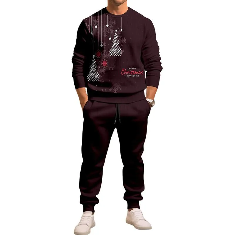 Men's Christmas Printed Round Neck Long-sleeved Trousers Two-piece Set 50839000X sold by Manly product image thumbnail 3