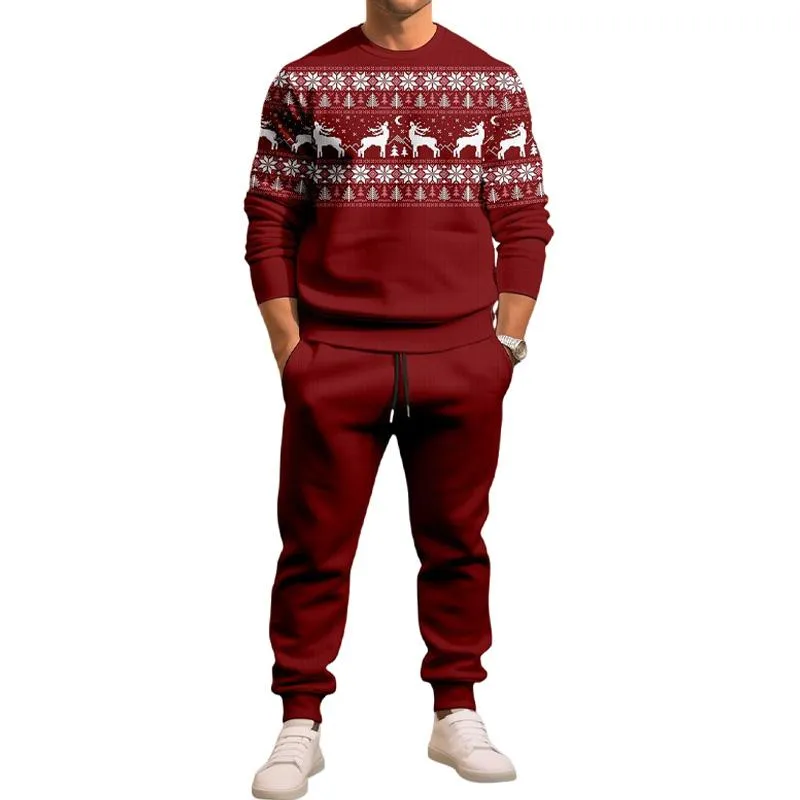 Men's Christmas Printed Round Neck Long-sleeved Trousers Two-piece Set 50839000X sold by Manly product image thumbnail 4