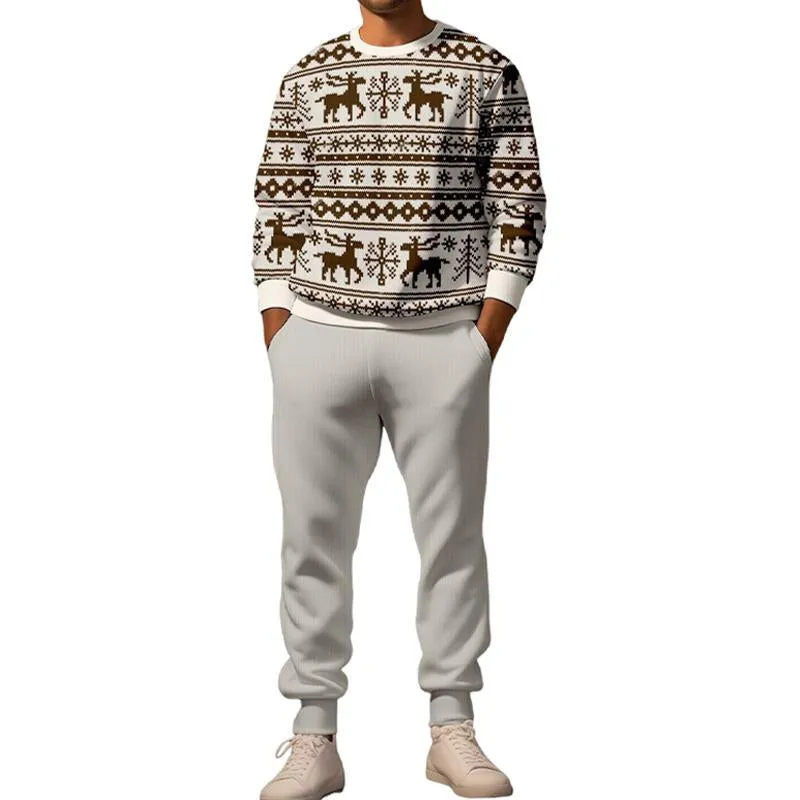Men's Christmas Printed Round Neck Long-sleeved Trousers Two-piece Set 50839000X sold by Manly product image thumbnail 2