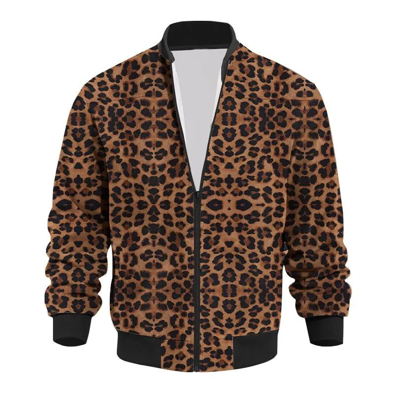 Men's Leopard Stand Collar Long Sleeve Zipper Jacket 00000454Z sold by Manly product image thumbnail 5