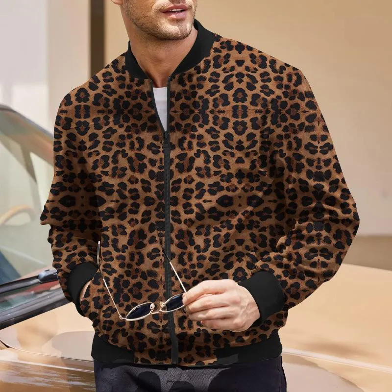 Men's Leopard Stand Collar Long Sleeve Zipper Jacket 00000454Z sold by Manly product image thumbnail 2