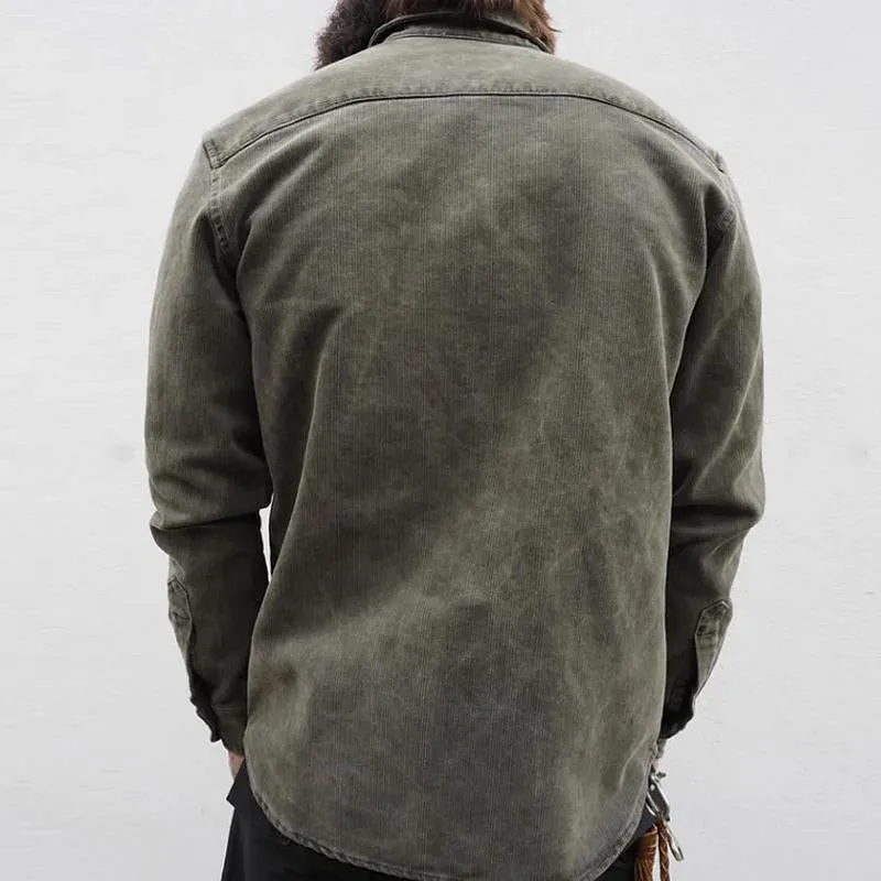 Men's Casual Corduroy Lapel Flap Pocket Slim Fit Long Sleeve Shirt 20381870M sold by Manly product image thumbnail 5