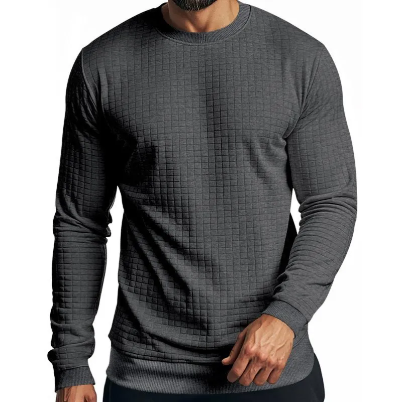 Men's Solid Color Small square Round Neck Long Sleeve T-shirt 43246103Z sold by Manly