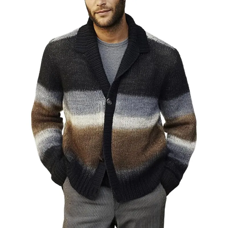 Men's Retro Lapel Colorblock Knit Cardigan 91667543U sold by Manly