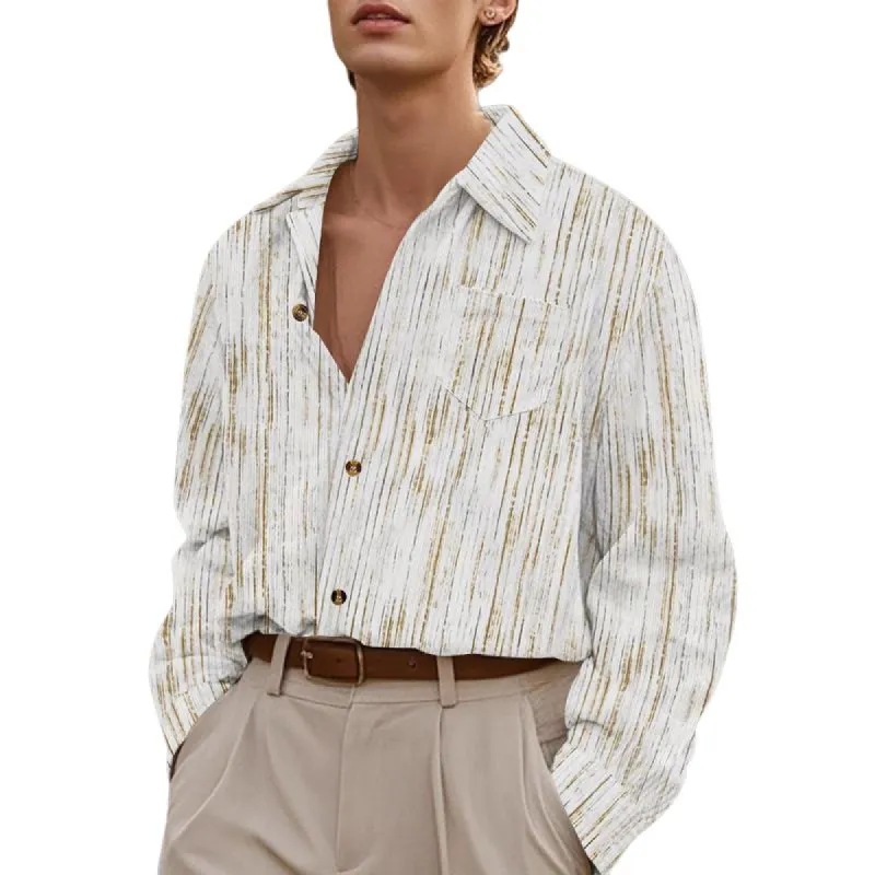 Men's Retro Brushed Striped Casual Long Sleeve Shirt 71114145U sold by Manly