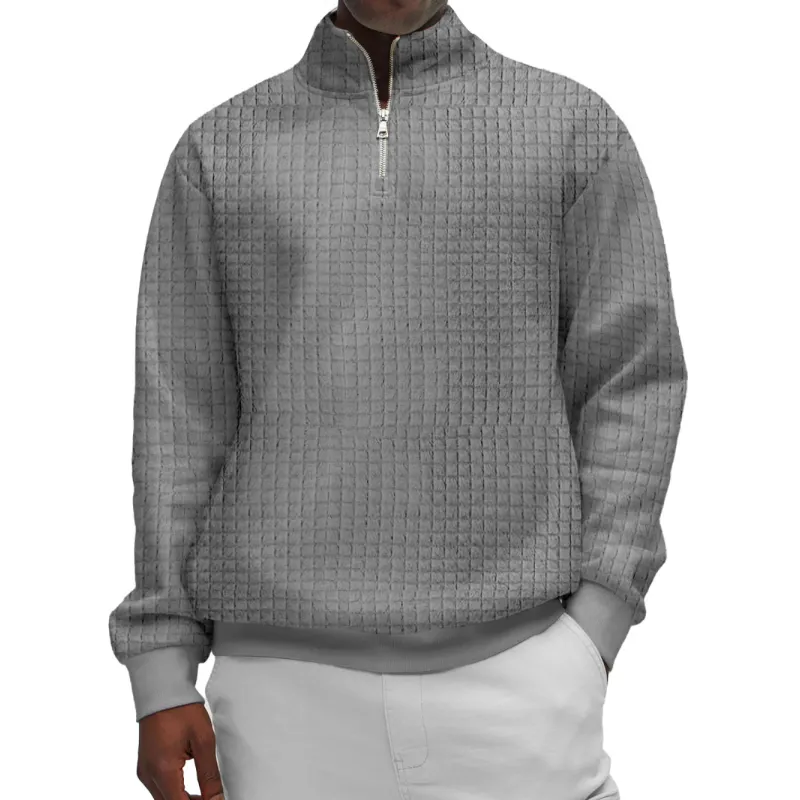 Men's Casual Half Zip Stand Collar Loose Pullover Sweatshirt 51388340M sold by Manly