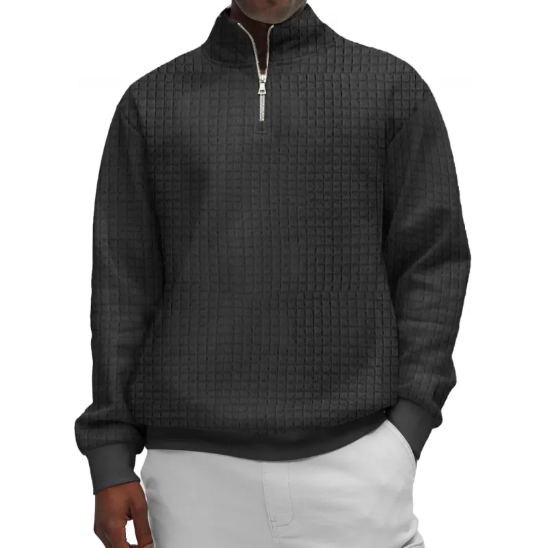 Men's Casual Half Zip Stand Collar Loose Pullover Sweatshirt 51388340M sold by Manly product image thumbnail 2