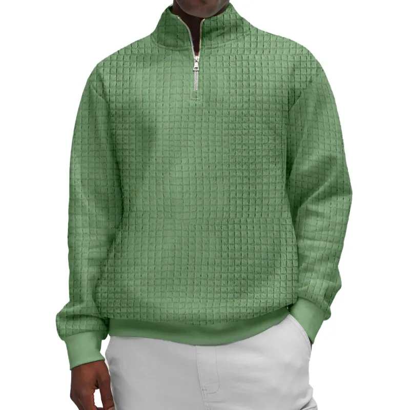 Men's Casual Half Zip Stand Collar Loose Pullover Sweatshirt 51388340M sold by Manly product image thumbnail 5