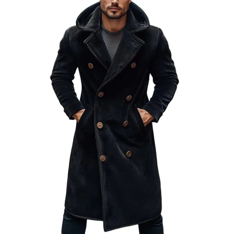 Men's Retro Casual Suede Double Breasted Mid-Length Coat 16048578TO sold by Manly