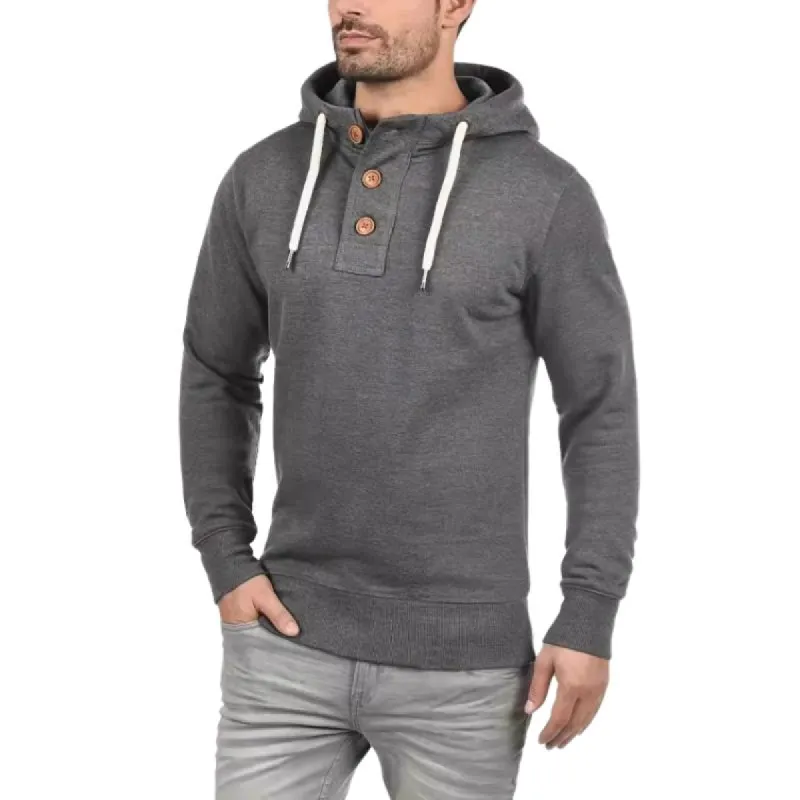 Men's Casual Solid Color Button Hooded Sweatshirt 42620421Y sold by Manly