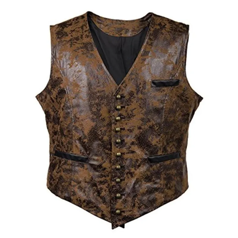 Men's V-neck Suede Single-breasted Vest 18641512U sold by Manly