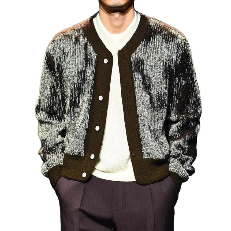 Men's Jacquard Patchwork Knitted Cardigan 30603052U sold by Manly