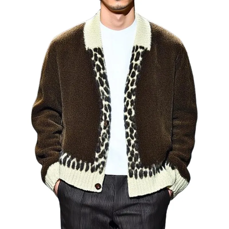 Men's Patchwork Jacquard Knitted Cardigan 85144284U sold by Manly