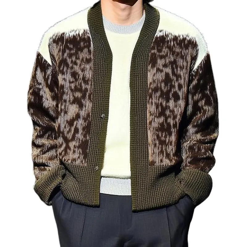 Men's Jacquard Patchwork Knitted Cardigan 91918770U sold by Manly