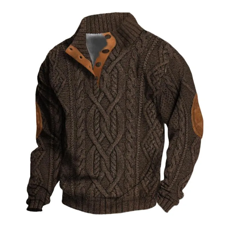 Men's Vintage Stand Collar Pullover Twisted Textured Knitted Sweater 48552196X sold by Manly product image thumbnail 4