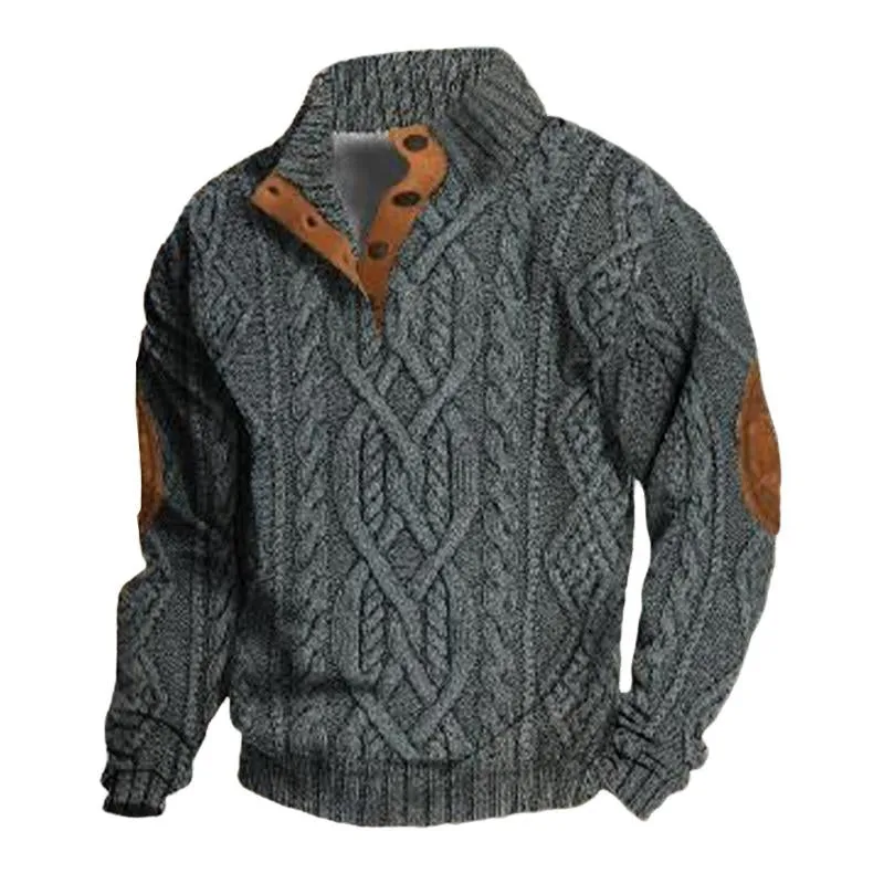 Men's Vintage Stand Collar Pullover Twisted Textured Knitted Sweater 48552196X sold by Manly