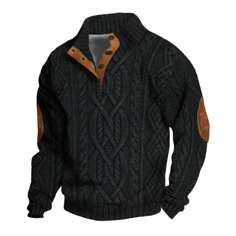 Men's Vintage Stand Collar Pullover Twisted Textured Knitted Sweater 48552196X sold by Manly product image thumbnail 3