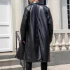 Men's Vintage Notch Lapel Slim Fit Double Breasted Long Leather Coat 18821312M sold by Manly