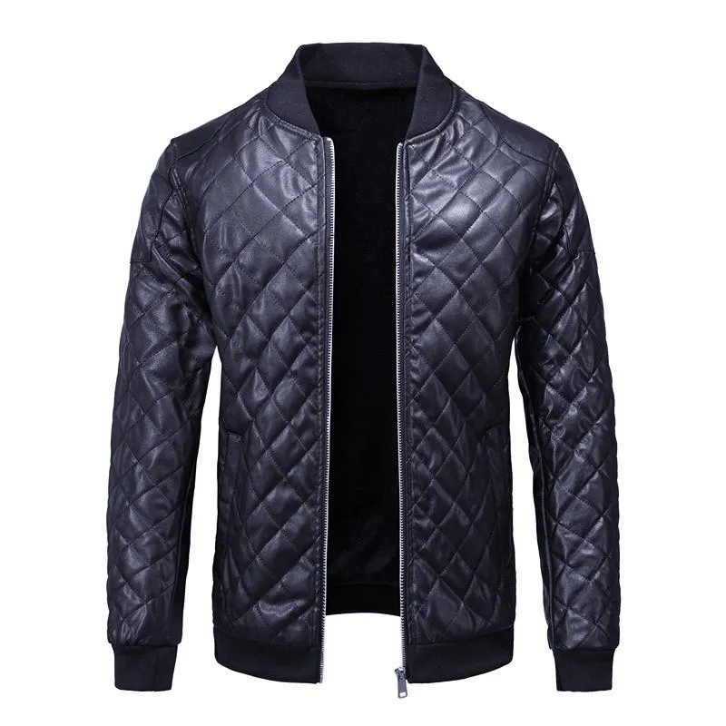 Men's Vintage Quilted Padded Crew Neck Baseball Leather Jacket 91355377Y sold by Manly product image thumbnail 3