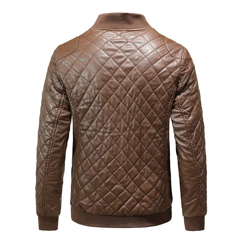 Men's Vintage Quilted Padded Crew Neck Baseball Leather Jacket 91355377Y sold by Manly product image thumbnail 2