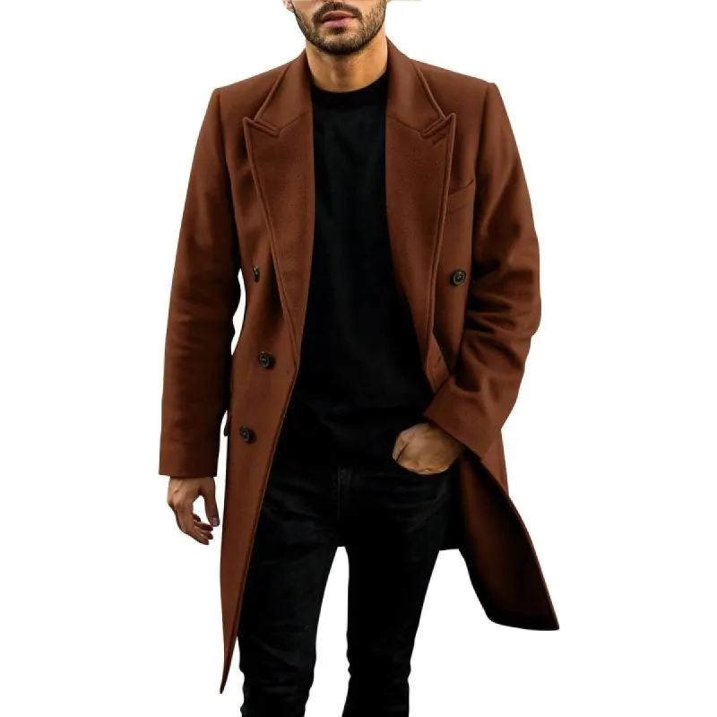 Men's Casual Solid Color Lapel Double Breasted Coat 64256072Y sold by Manly