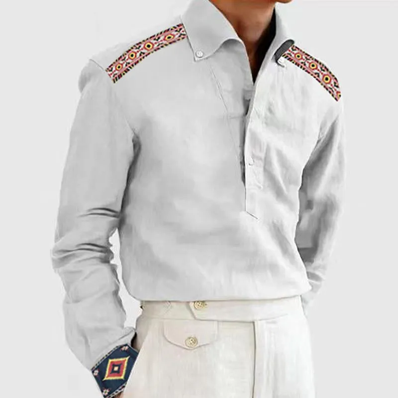 Men's Casual Ethnic Pattern Lapel Long Sleeve Shirt 71712604Y sold by Manly product image thumbnail 3