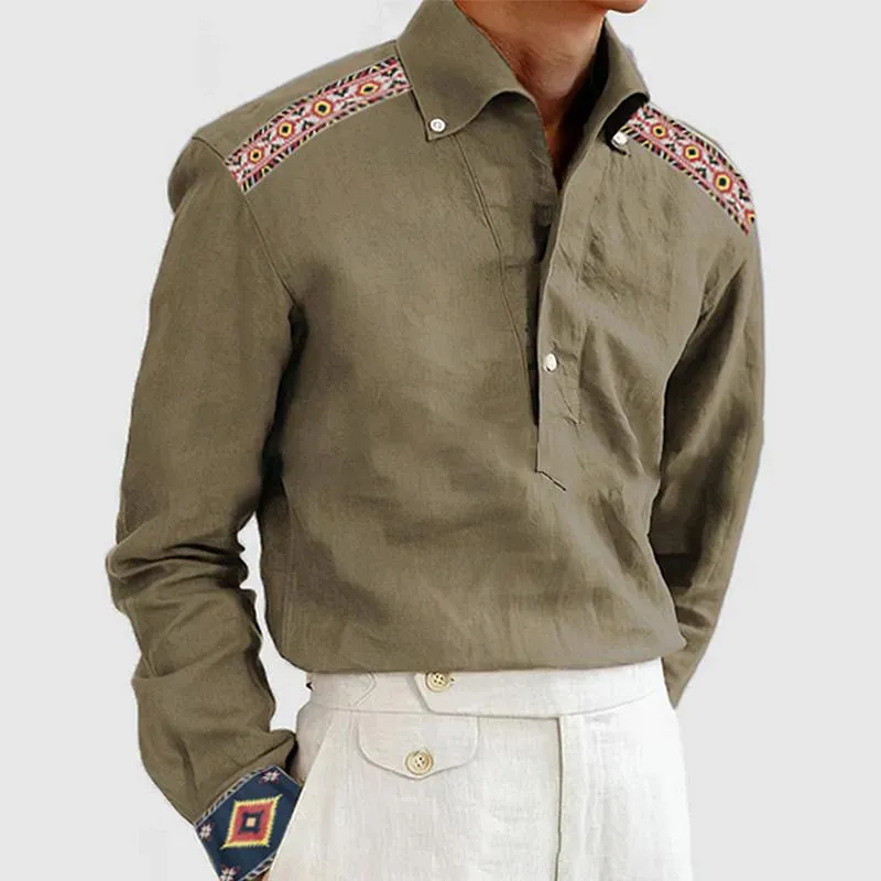 Men's Casual Ethnic Pattern Lapel Long Sleeve Shirt 71712604Y sold by Manly product image thumbnail 2