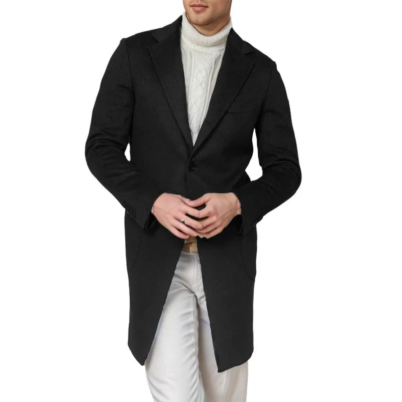 Men's Casual Mid-Length Woolen Single-Breasted Coat 01709100Y sold by Manly product image thumbnail 4