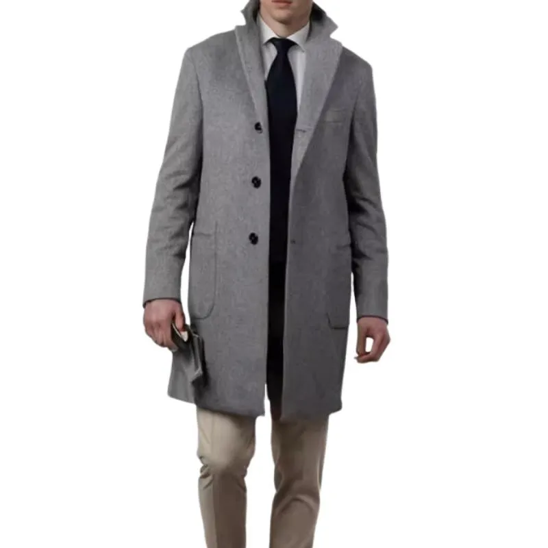 Men's Casual Mid-Length Woolen Single-Breasted Coat 01709100Y sold by Manly product image thumbnail 3