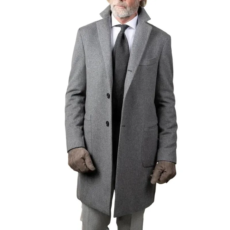 Men's Casual Mid-Length Woolen Single-Breasted Coat 01709100Y sold by Manly