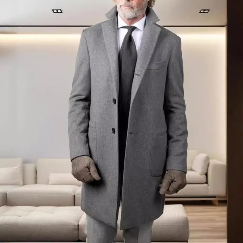 Men's Casual Mid-Length Woolen Single-Breasted Coat 01709100Y sold by Manly product image thumbnail 2