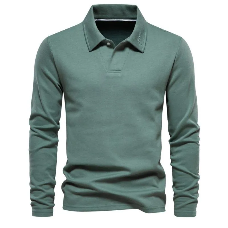 Men's Solid Color Lapel Long Sleeve Casual Polo Shirt 17866689Z sold by Manly product image thumbnail 4
