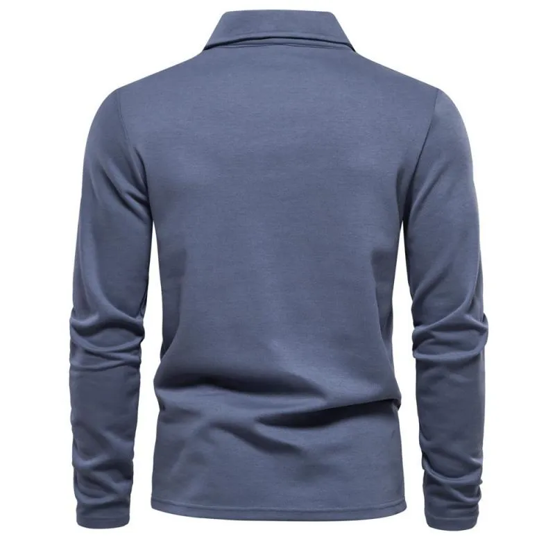 Men's Solid Color Lapel Long Sleeve Casual Polo Shirt 17866689Z sold by Manly product image thumbnail 2