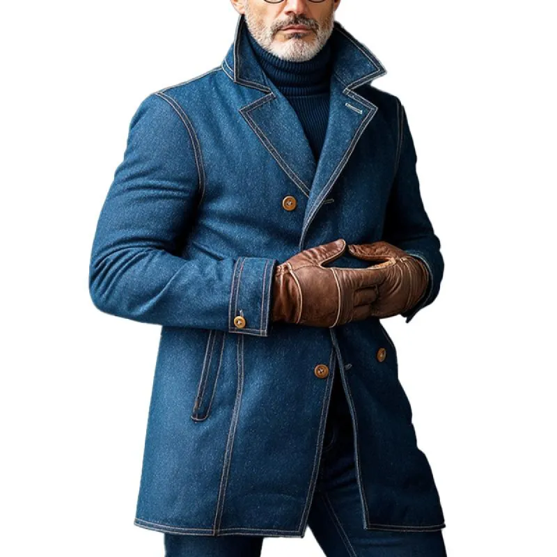 Men's Vintage Washed Denim Double Breasted Blazer 10712100X sold by Manly