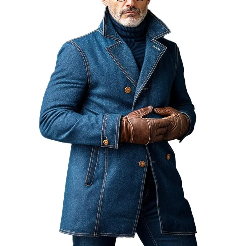 Men's Vintage Washed Denim Double Breasted Blazer 10712100X sold by Manly