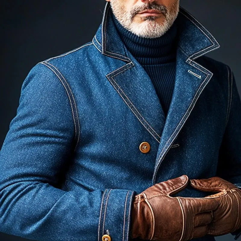 Men's Vintage Washed Denim Double Breasted Blazer 10712100X sold by Manly product image thumbnail 4