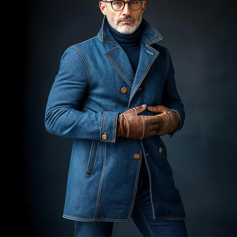 Men's Vintage Washed Denim Double Breasted Blazer 10712100X sold by Manly product image thumbnail 2