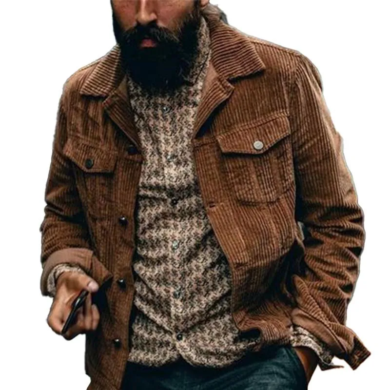 Men's Corduroy Vintage Lapel Shirt Jacket 08103998X sold by Manly