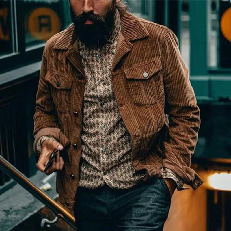 Men's Corduroy Vintage Lapel Shirt Jacket 08103998X sold by Manly product image thumbnail 2