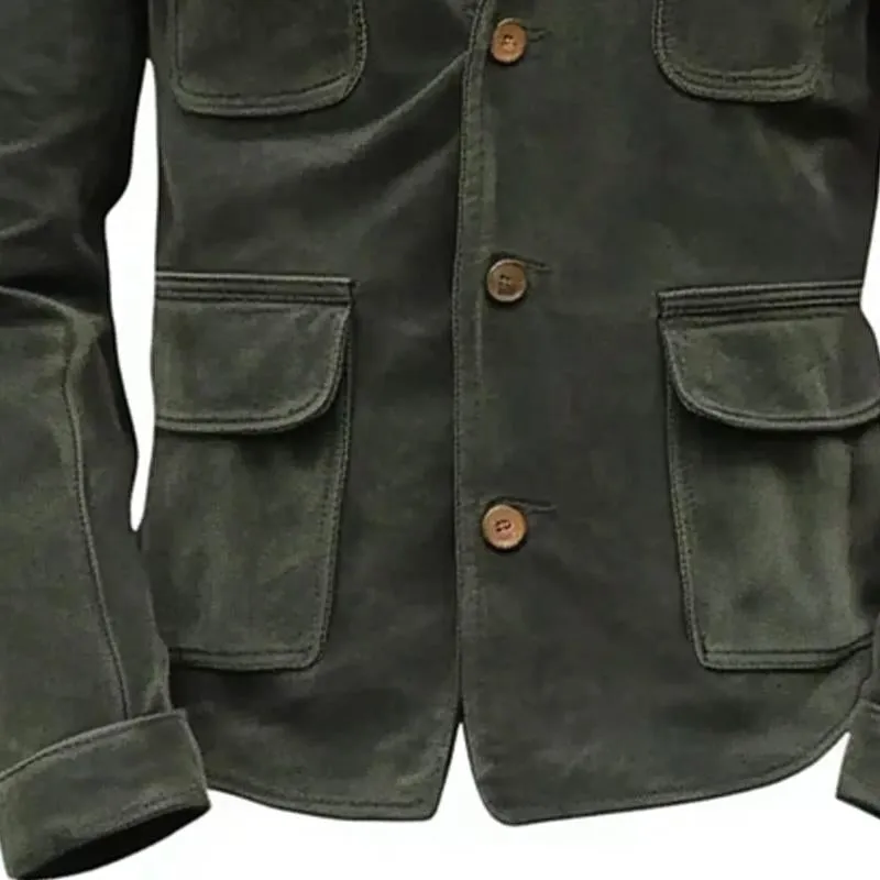 Men's Vintage Suede Multi-Pocket Lapel Jacket 98611332X sold by Manly product image thumbnail 2